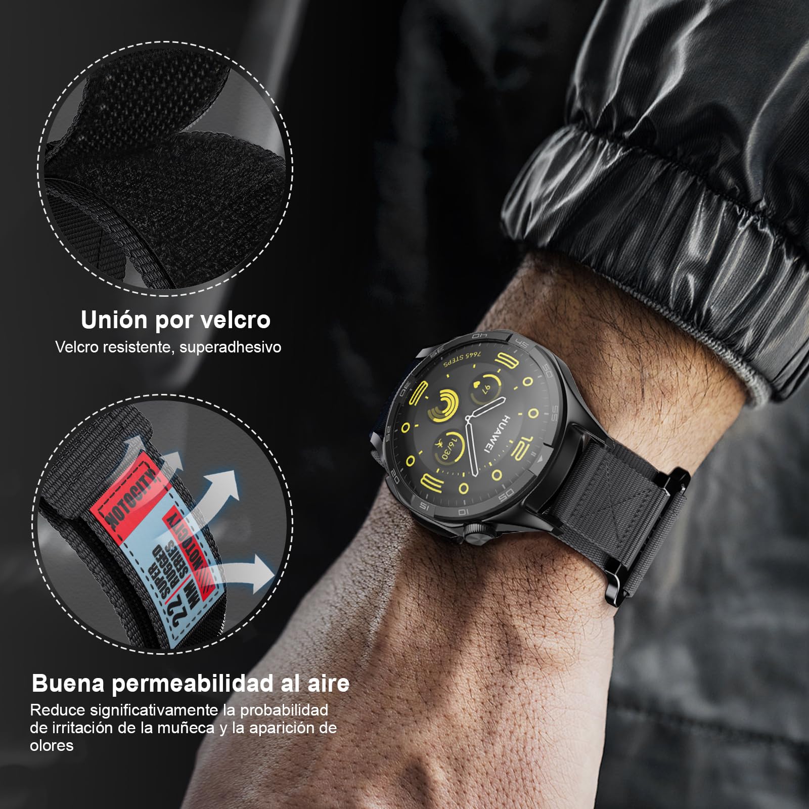 NotoCity Correa para Huawei Watch GT2/3/4/5/Pro 46mm/GT Runner, 22mm Nylon Banda para Samsung Galaxy Watch 3 45mm/Galaxy Watch 46mm/Gear S3 Classic — view 6