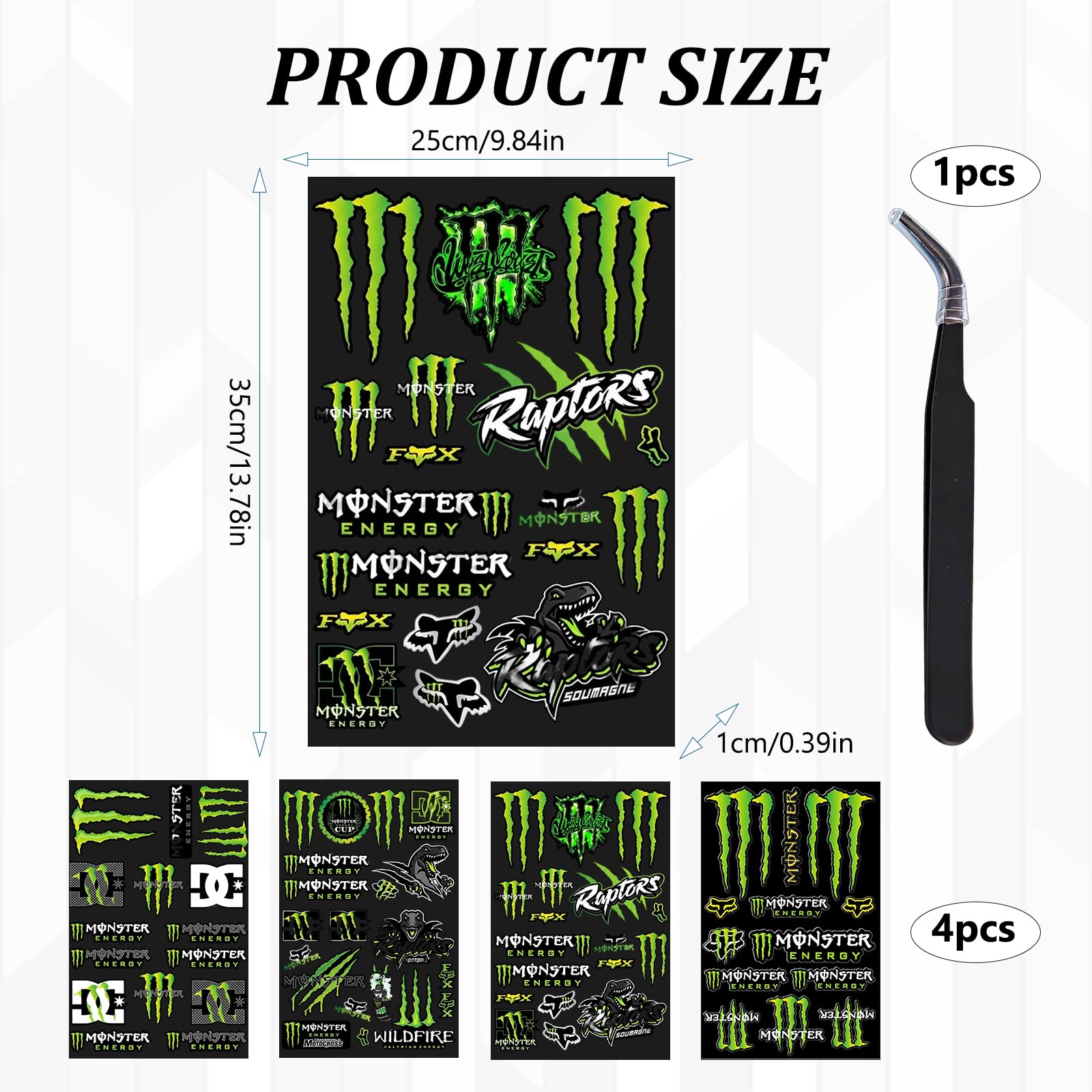 5 PCS Sticker Set with Tweezers, Bold Themed Decals for Helmets and Skateboards, Graphic Style Motorbike Stickers, Durable Decal Collection for Tool Boxes and Bikes - 2