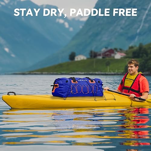 Miniatura 8 de HEETA Bolsa de lona impermeable para motocicleta, mochila seca para motocicleta, 60L80L, extra grande, bolsas de viaje con correas y asas para