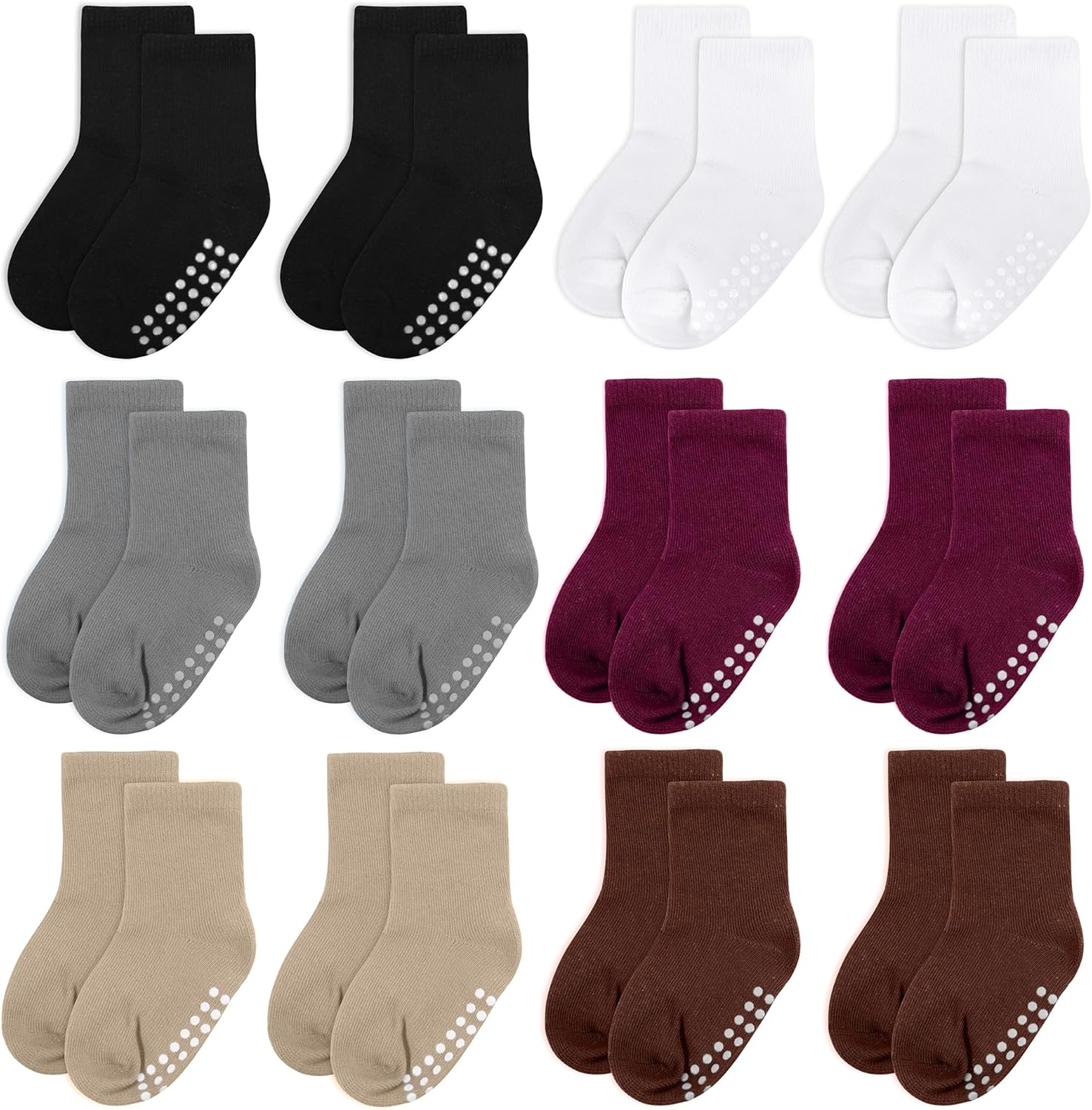 12 Pack Baby & Toddler Cotton Crew Socks – Non-Slip Grip, Unisex, 12-24 Months (Black/White/Gray/Red/Brown/Khaki/Maroon) 12 Pack Baby & Toddler Cotton Crew Socks – Non-Slip Grip, Unisex, 12-24 Months (Black/White/Gray/Red/Brown/Khaki/Maroon)