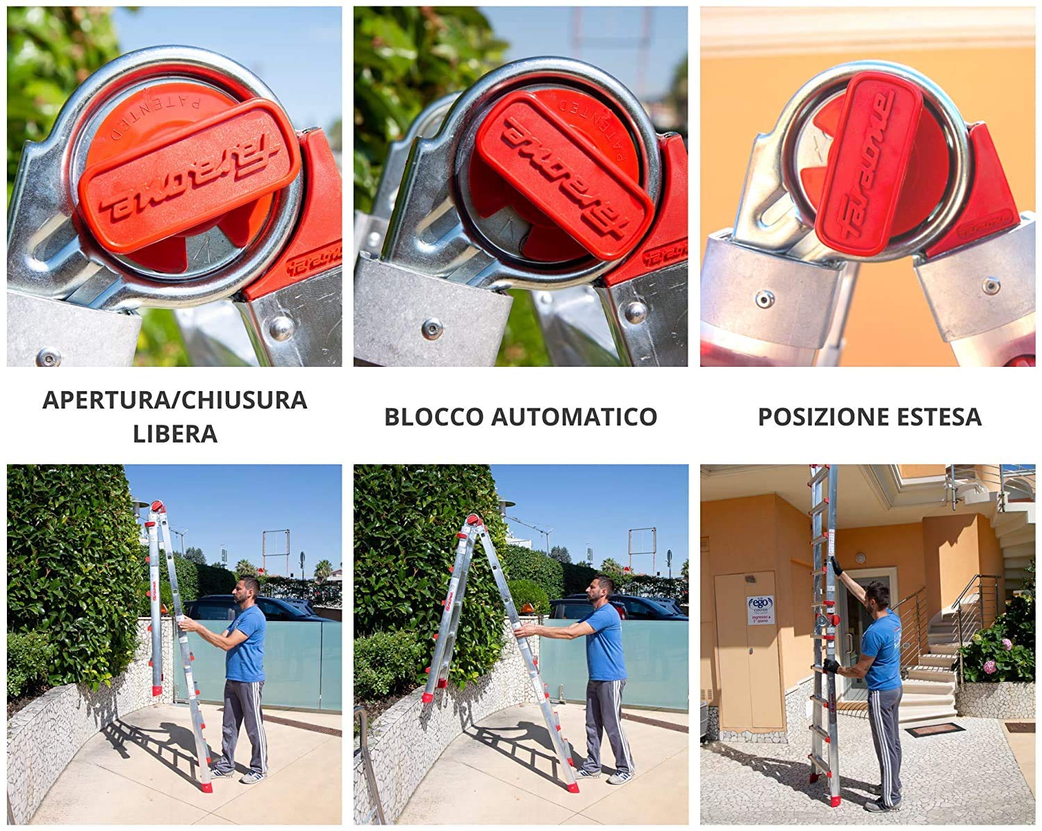 Faraone Scala Telescopica Professionale in Alluminio, Multiuso Pieghevole 5+5 Gradini – EN131, Sicura e Robusta per Uso Intensivo TELES.T5A