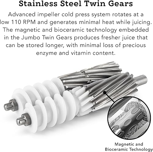 Miniatura 3 de Tribest Green Star Elite GSE-5000-220V Jumbo Twin Gear - Extractor de jugo, 220 V, no apto para uso en Estados Unidos, color blanco