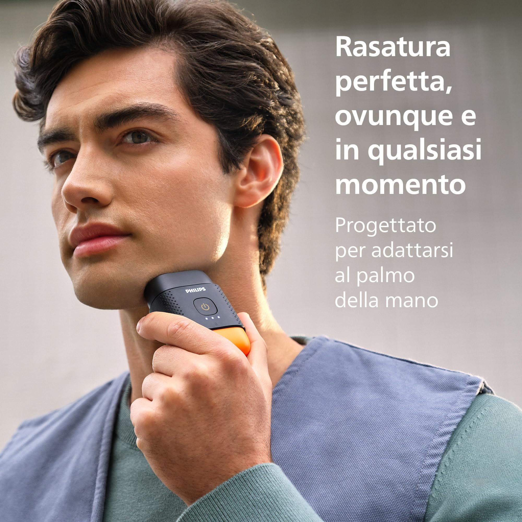 Philips Shaver Serie 500 - rasoio elettrico compatto, sistema Lift & Cut, lame SteelPrecision, testine flessibili 3D, rasatura Wet & Dry, custodia e blocco da viaggio, copritestina magnetico, S595/05