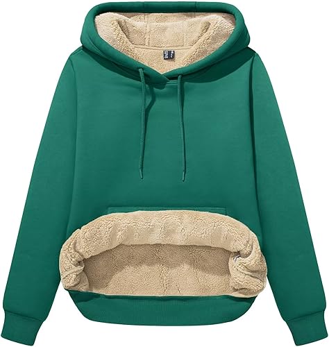 Miniatura 9 de MAGCOMSEN Sudaderas con capucha de sherpa para mujer con forro polar estilo casual atlético con bolsillo de canguro