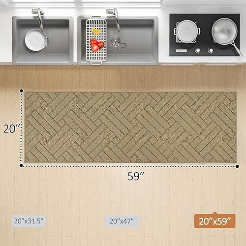 Miniatura 10 de Alfombras de cocina y tapetes para piso, alfombra de pasillo de cocina antideslizante, absorbente, resistente a la suciedad, cómoda alfombra para