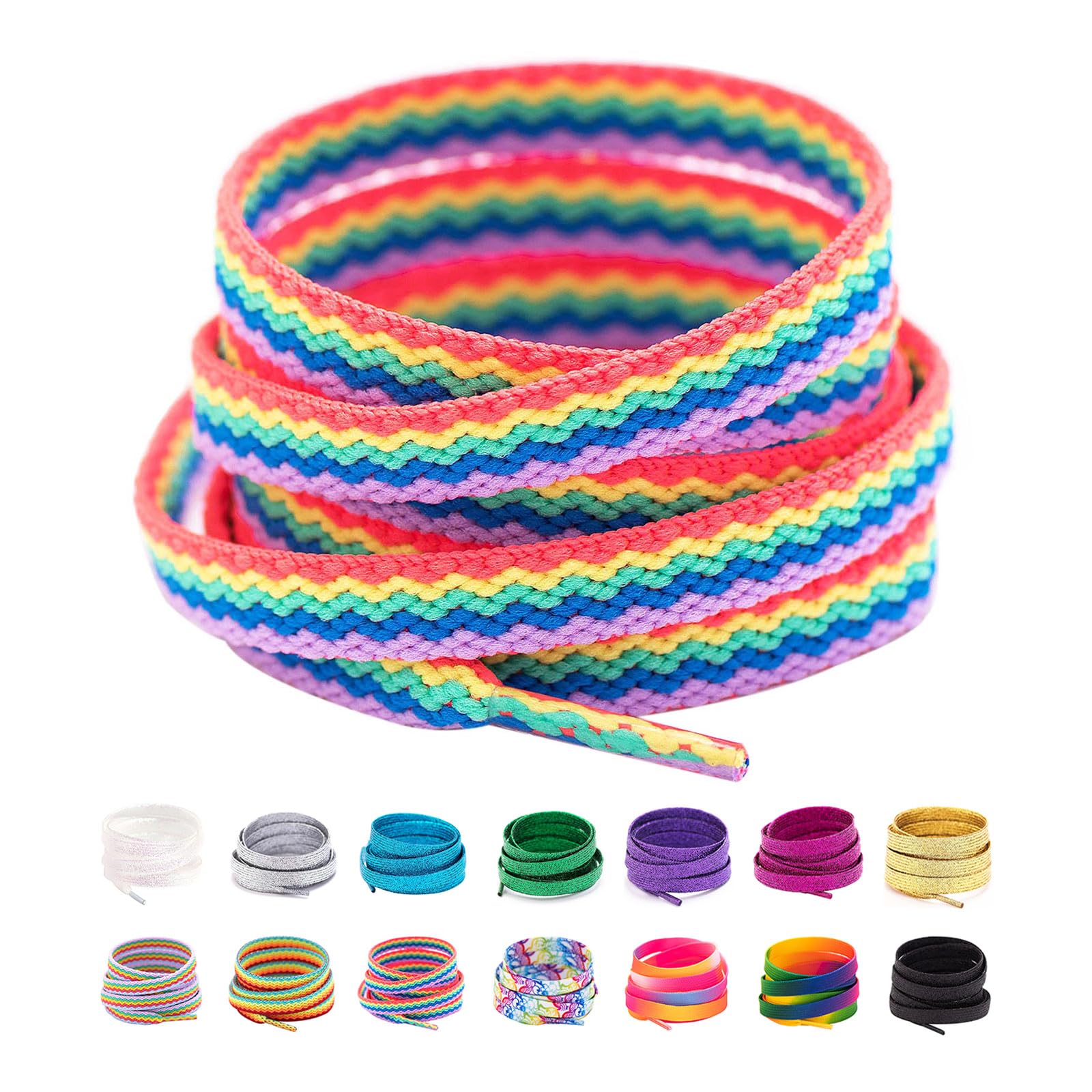 Booyckiy 3/4" Wide Satin Ribbon Shoelaces Flat Colorful Shoe Laces for Women Girls