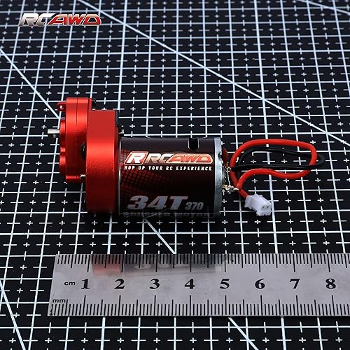 Miniatura 5 de RCAWD Cepillo de carbono mejorado 34T (vuelta) motor cepillado de tamaño 370 y carcasa de engranajes centrales de aleación, transmisión ensamblada