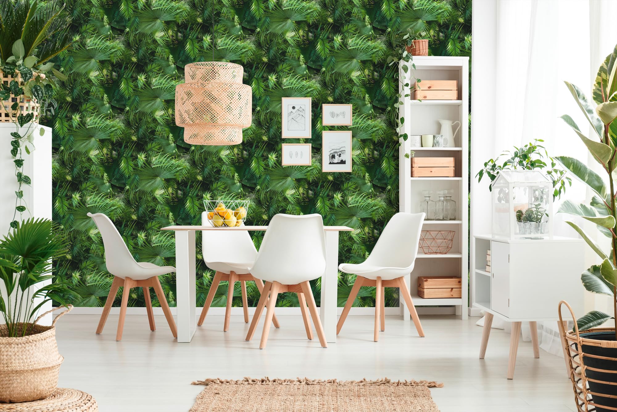 Livingwalls New Bude 2.0 tapeta z nadrukiem palm o wyglądzie dżungli, 10,05 m x 0,53 m, zielono-czarna, Made in Germany 362001 36200-1
