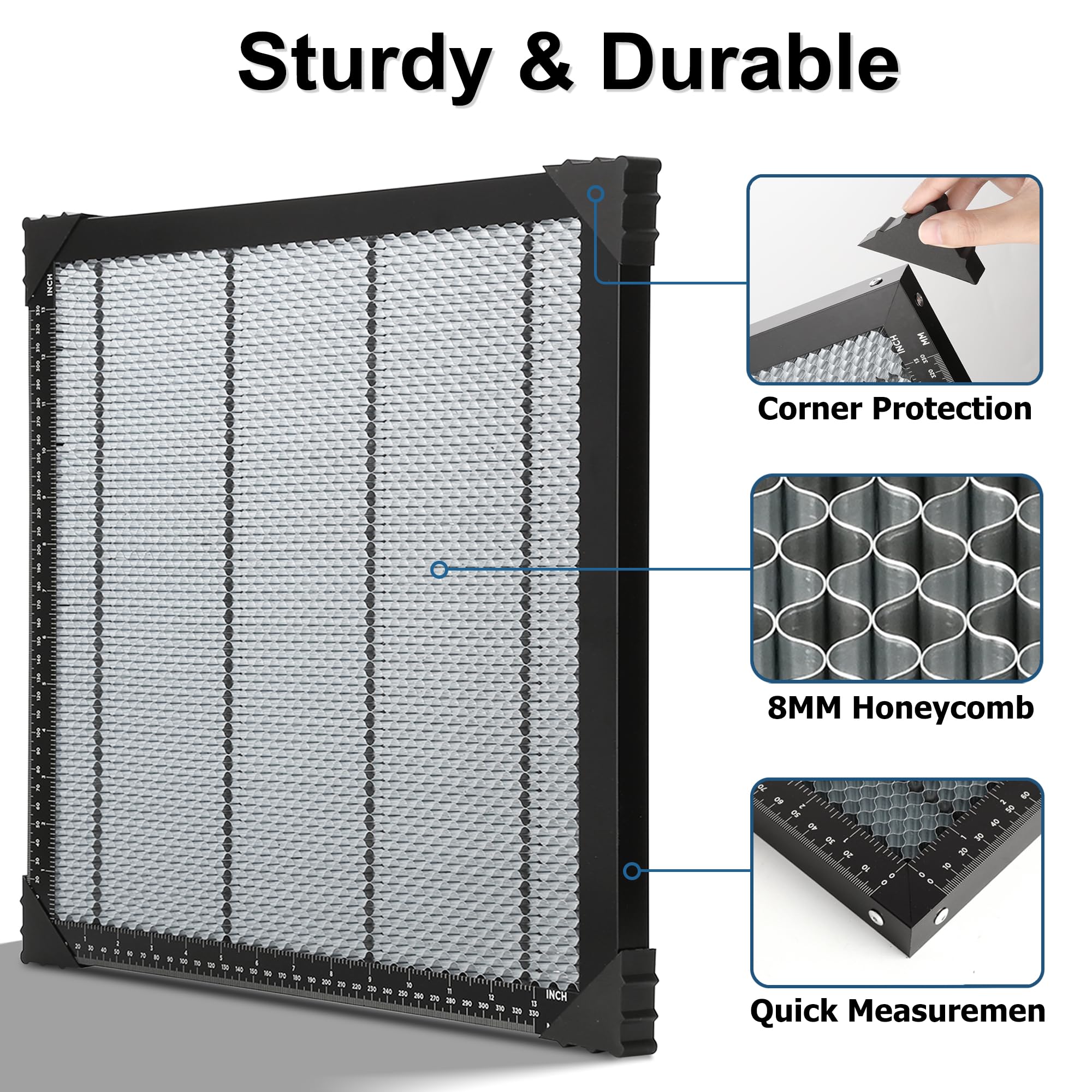 Oversevenls Tavolo da lavoro laser a nido d'ape, 400 x 400 x 22 mm, con piastra in alluminio, compatibile con diverse macchine per incisione
