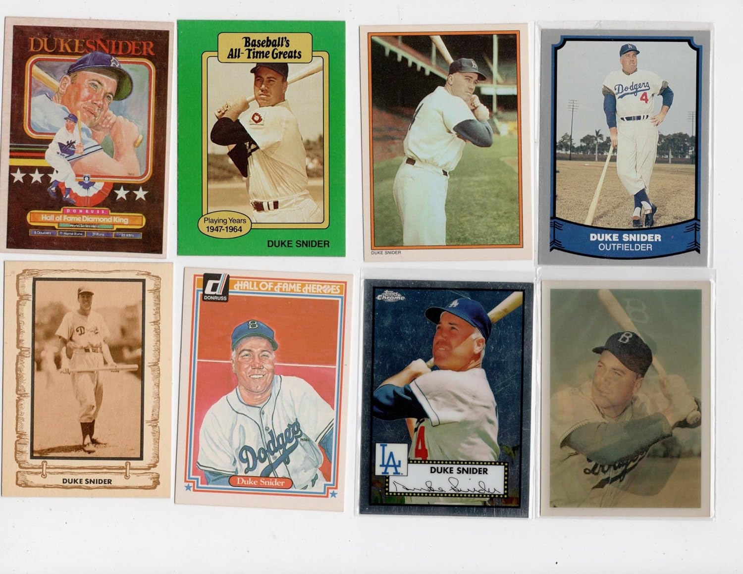 Duke Snider 8 CT. Los Angeles/Brooklyn Dodgers Vintage Collectors Baseball Card Lot-HOF-Hall of Fame