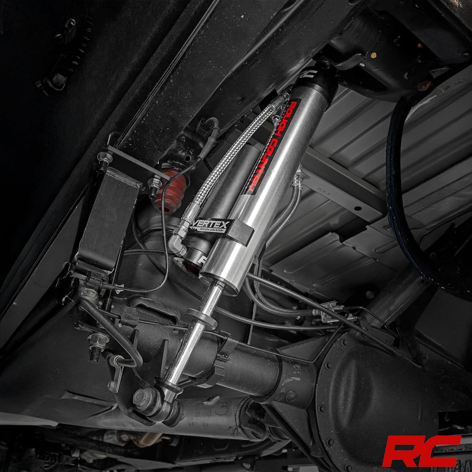 Rough Country Vertex 2.5 Reservoir Rear Shocks for Chevy Silverado & GMC Sierra1500 (2007-2026) - Fits 5-7.5" Lift, Nitrogen-Charged Monotube Design