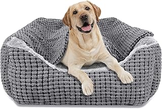 JOEJOY Hundebett Grosse Hunde, Hundekorb mit Herausnehmbar Decke, Hundebetten Cord Flauschiges Waschbar, rutschfest Hundekörbchen, Hundesofa mit Hohem Rand Passt bis zu 27kg Haustiere(89x64x23cm) product image