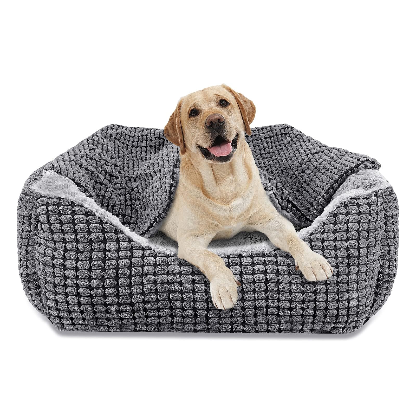 JOEJOY Cuccia per Cani di Taglia Grande, Lettino per Cani Soffice, Cuccia per Cani Rettangolare, Letti per Cani Lavabili Antiscivolo, 89x63.5x23 cm, Adatto per Animali Domestici fino a 27 kg