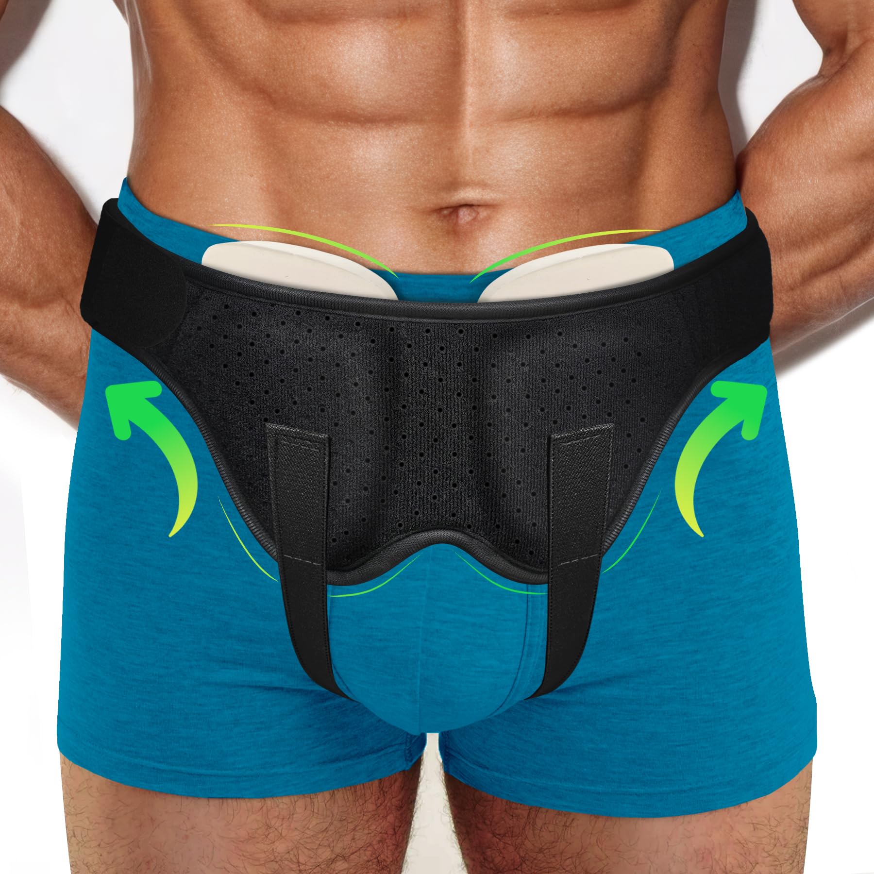 Poedist Hernia Support Belt for Men or Women for Double Inguinal or Other Hernias with Removable Pads, Adjustable Waist Belt for Abdominal Compression (Large 35.8-41.3 Inch)