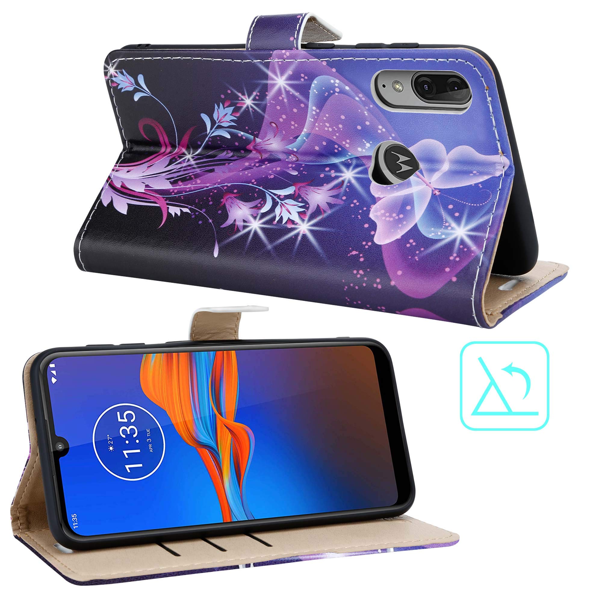 Case For Motorola Moto E6 Plus Leather Wallet Flip Shockproof BOOK Phone Cover - Picture 19 of 23