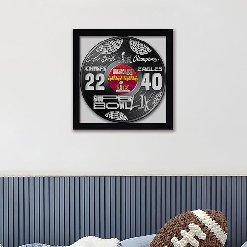 Miniatura 4 de Super Bowl 59 Champions Philadelphia Eagles vs Kansas City Chiefs - Arte de pared enmarcado para decoración de discos de vinilo  13 x 13 pulgadas