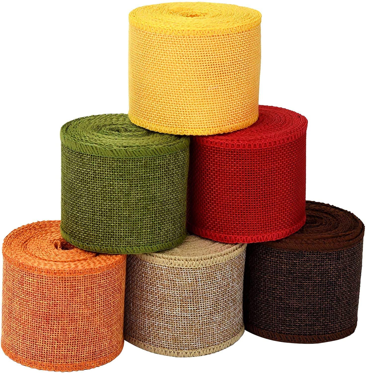 DELINGER 2" Wide Jute Burlap Colorful Craft Ribbon Lace On Spool, 2 Metre Long Pack of 6 for Arts & Crafts Homemade DIY Projects, Event, Wedding Decorations Crafts, Gift Wrapping-image-47
