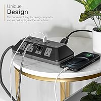 Vista 5 de GE UltraPro Adapt Protector SurGE de 10 salidas con puertos USB, 2 puertos USB-A, 2.4A, 12 W, cable trenzado SurGE Protector de 4 pies, 3540 julios