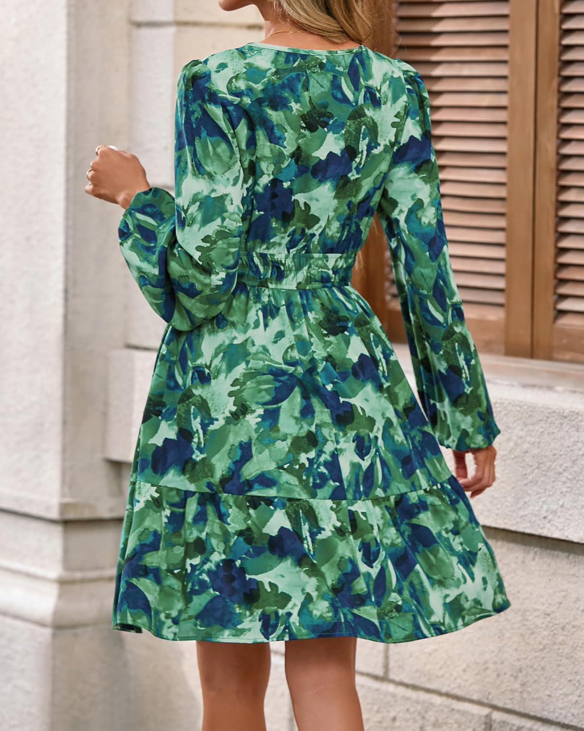 BTFBM Long Sleeve Dress for Women 2026 Spring Summer Mini Elastic Waist Floral Boho Beach Vacation Wedding Guest Dresses - Image 3