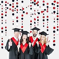 Vista 4 de Guirnalda de puntos circulares rojos, negros y blancos, de 46 pies, para colgar, para graduaciones, cumpleaños, despedida de soltera, compromiso