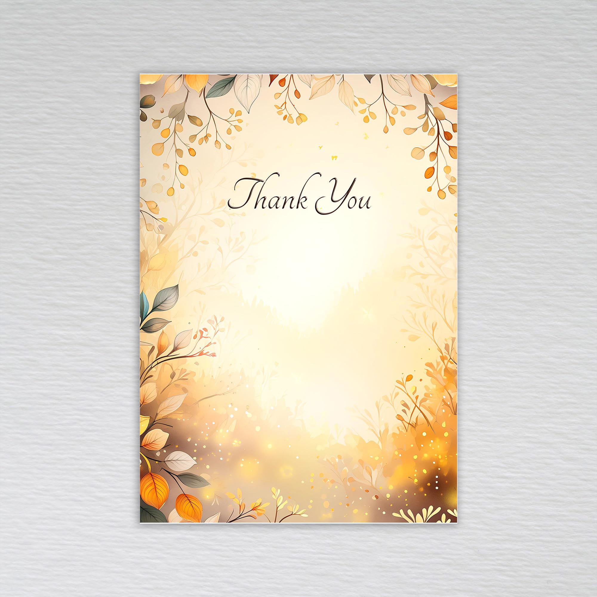 Webspectations Autumn Leaf Thank You Cards/Elegant Rustic Themed A6 Postcard Style Non-folded Luxury Thankyou Notecards: Autumn Leaves Wedding Thank You Cards (Pack of 50 without Envelopes)