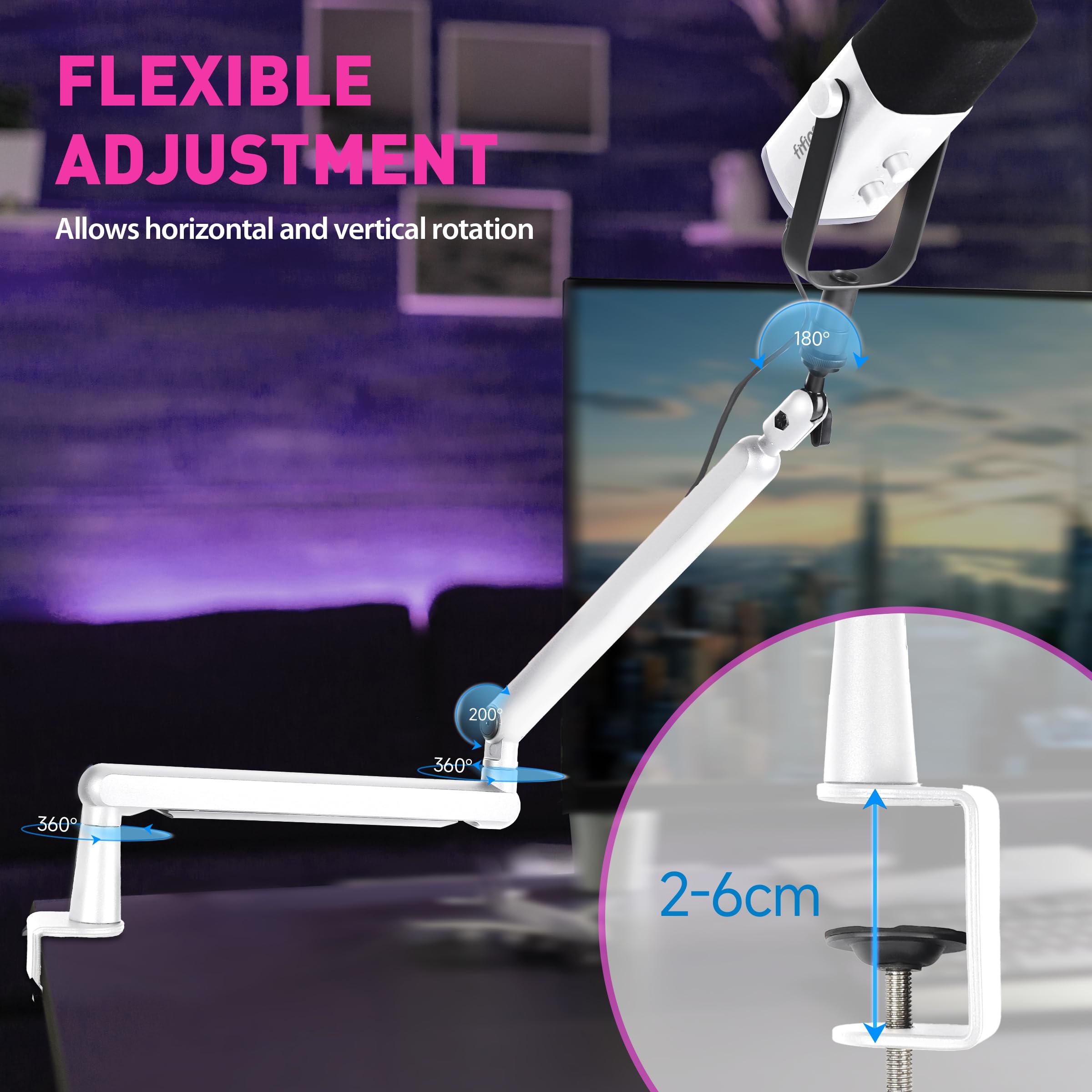 Braccio Per Microfono FIFINE Con Supporto - Regolabile, Gestione Cavi, Compatibile Con Microfoni K658, K688, Ecc. - Foto 7