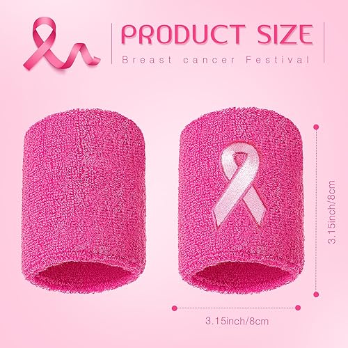 Miniatura 6 de Leyndo 100 muñequeras de cinta rosa para concientización sobre el cáncer de mama, muñequeras para gimnasia, deportes, muñequeras de algodón,