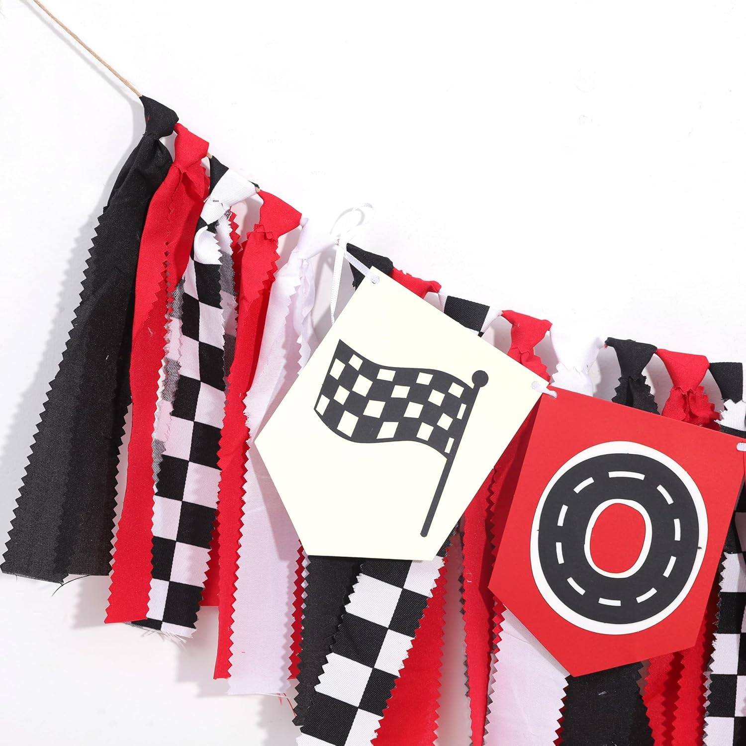Race Car High Chair Banner - Fast One Birthday Party Decorations,Red Vintage Racing 1st Birthday Highchair Banner,Race Car Boy Smash Cake Banner,Racing Garland With Black And White Checkered Flags - Image 8