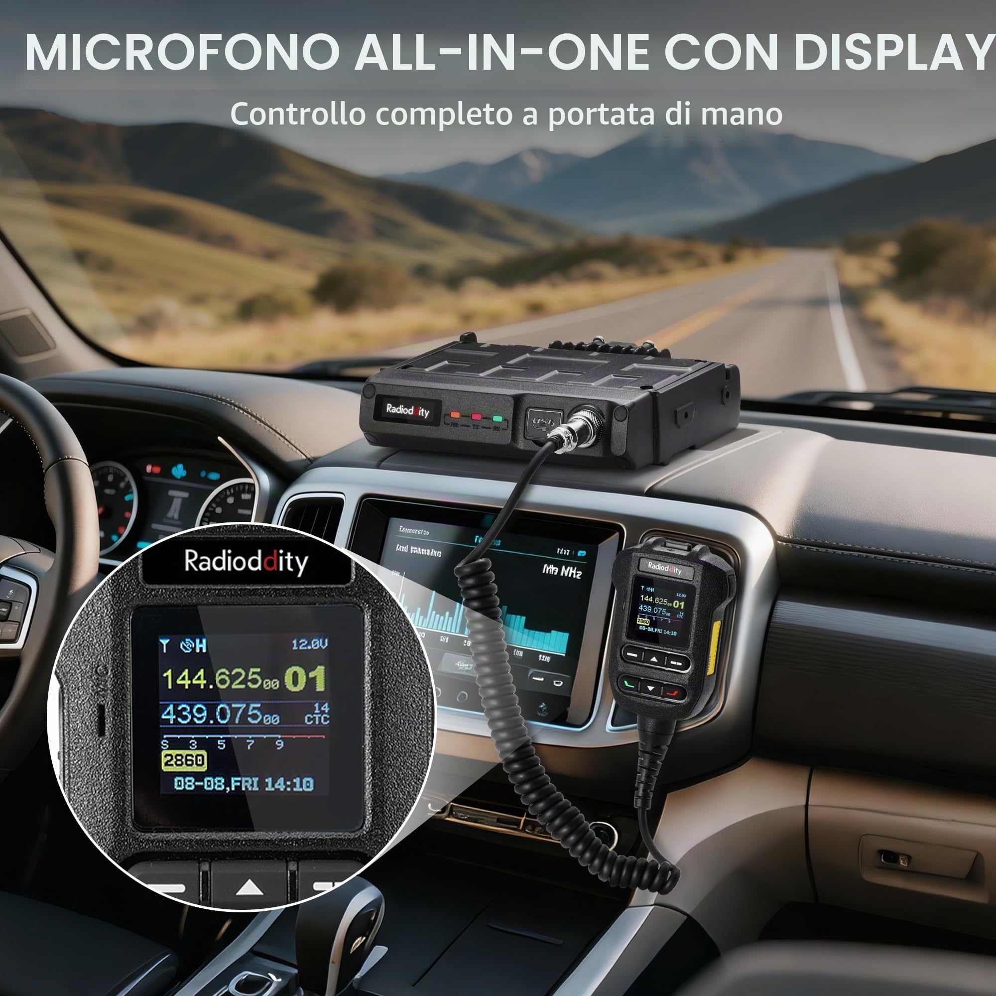 Radioddity DB50-B 50W Ricetrasmettitore mobile dual band, ricetrasmettitore radioamatoriale VHF-UHF con BT KISS TNC, programmazione APP, GPS e APRS per fuoristrada, trasporto su camion e emergenze