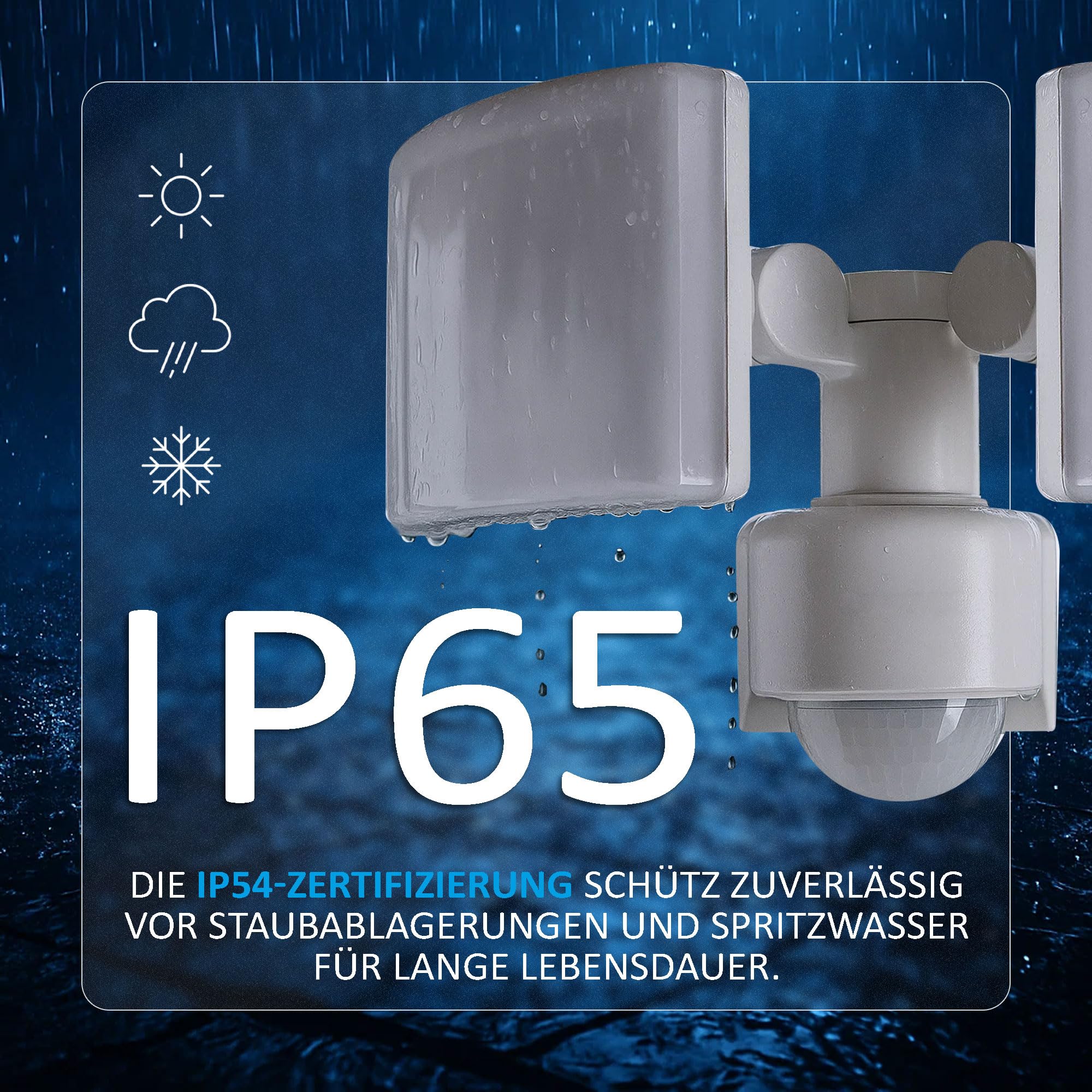 Maxkomfort LED Außenwandleuchte mit Bewegungsmelder Fluter Weiß Schwenkbar | 40W Neutralweiß 4000K IP65 3200lm | Eckmontage | Steuerung bis 500W | SUN3200