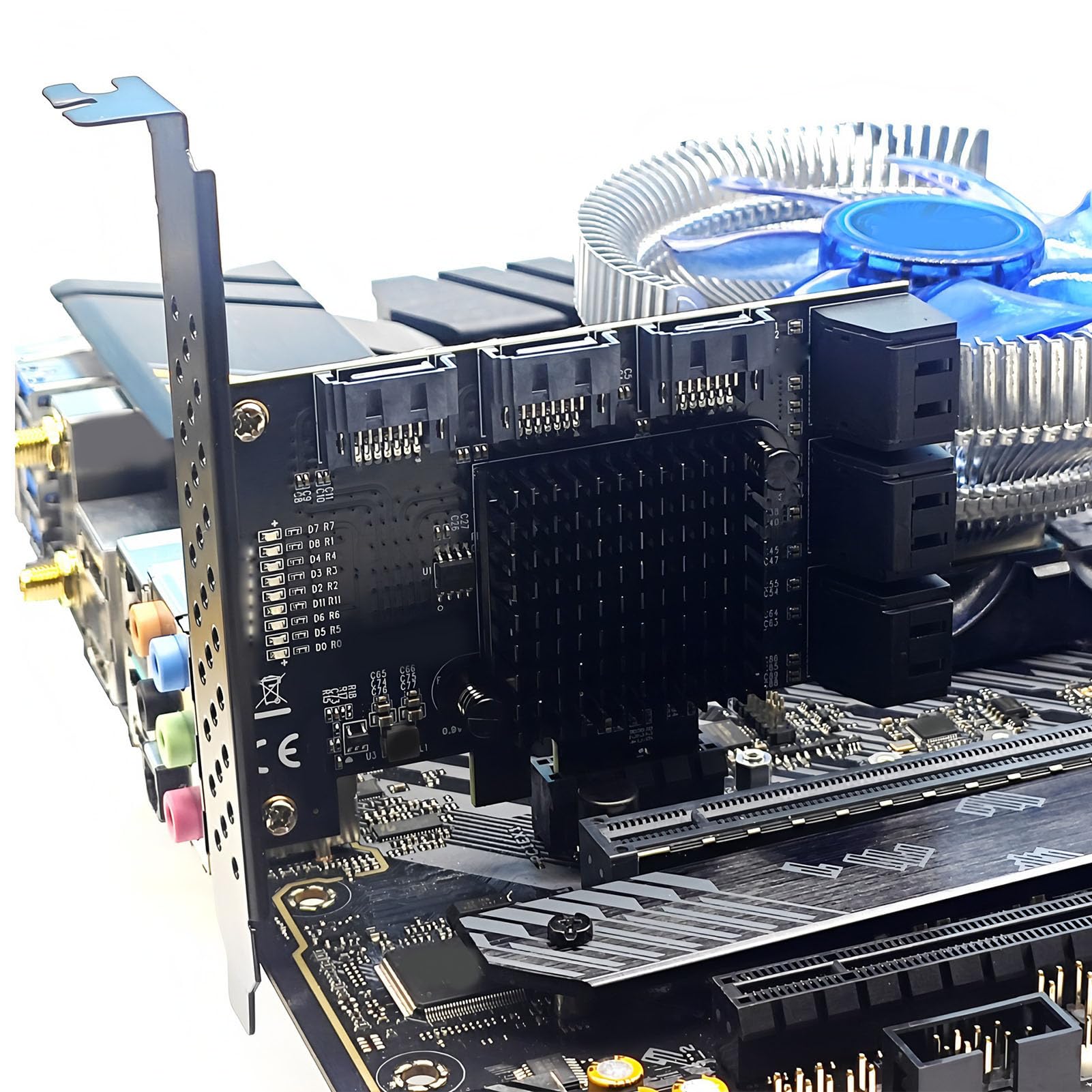 Sxhlseller Tarjeta de Expansión PCIE 1X de 9 Puertos, Adaptador PCIE a 9 SATA3.0 de 6 Gbps, Compatible con Hot Swap y Soft Raid, Controlador PCI Express 1X, 4X, 8X, 16X SATA para Sistemas