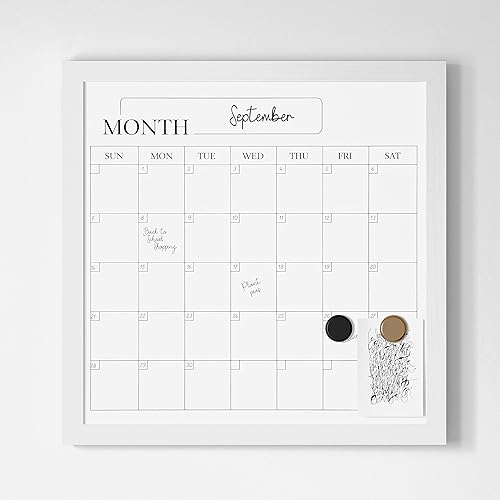 Miniatura 9 de Martha Stewart Everette - Pizarra magnética de borrado en seco con marcador de borrado en seco y 2 imanes, 18 x 18 pulgadas, marco de madera blanca