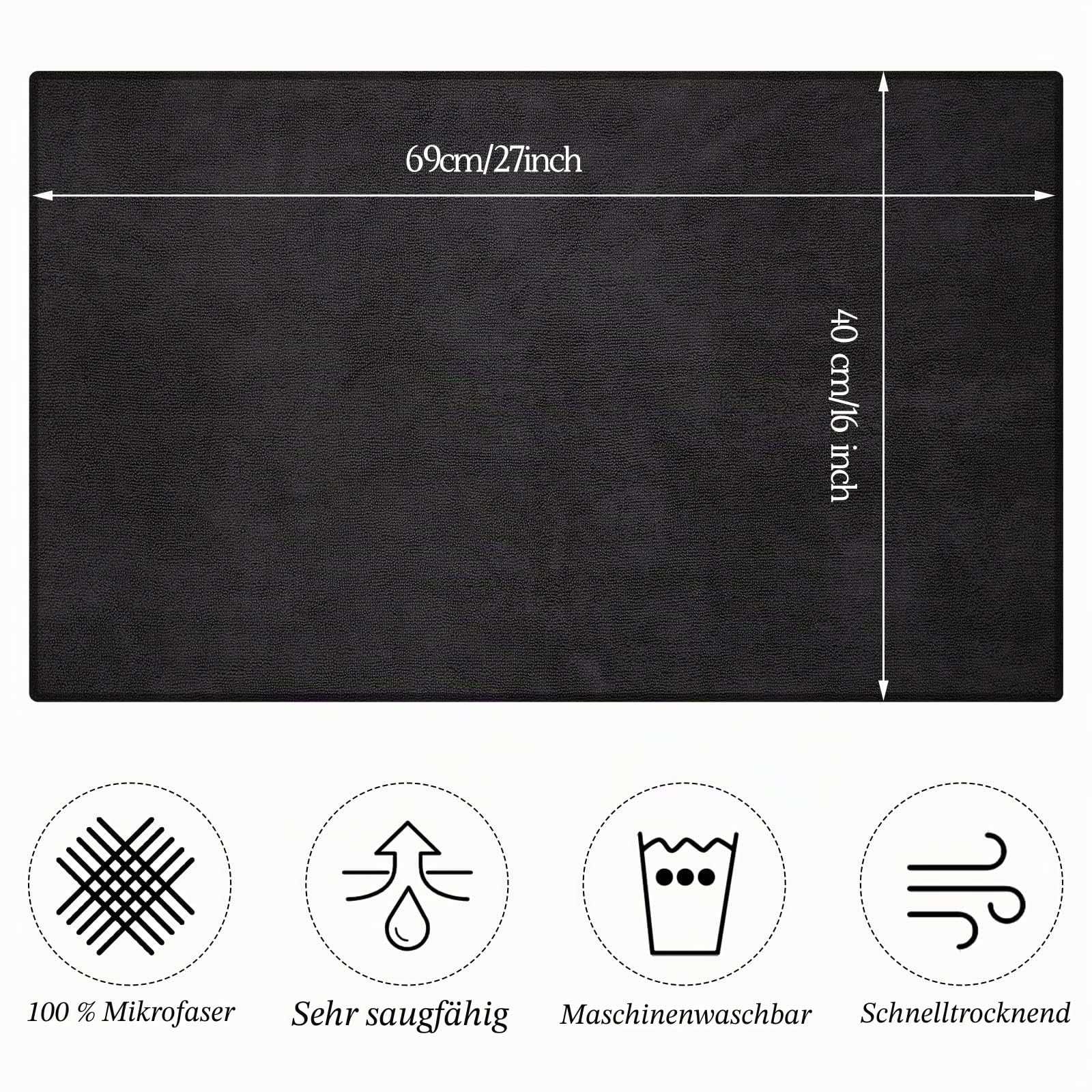 26 Stück Salon-Handtücher, Frottiertücher, Schwarze Mikrofaser, zum Haartrocknen, bleichfest, fusselfrei, saugfähig, Handtücher-Set für Zuhause, Hotel, Bad, Salon, Spa, Fitnessstudio, 40,6 x 68 cm
