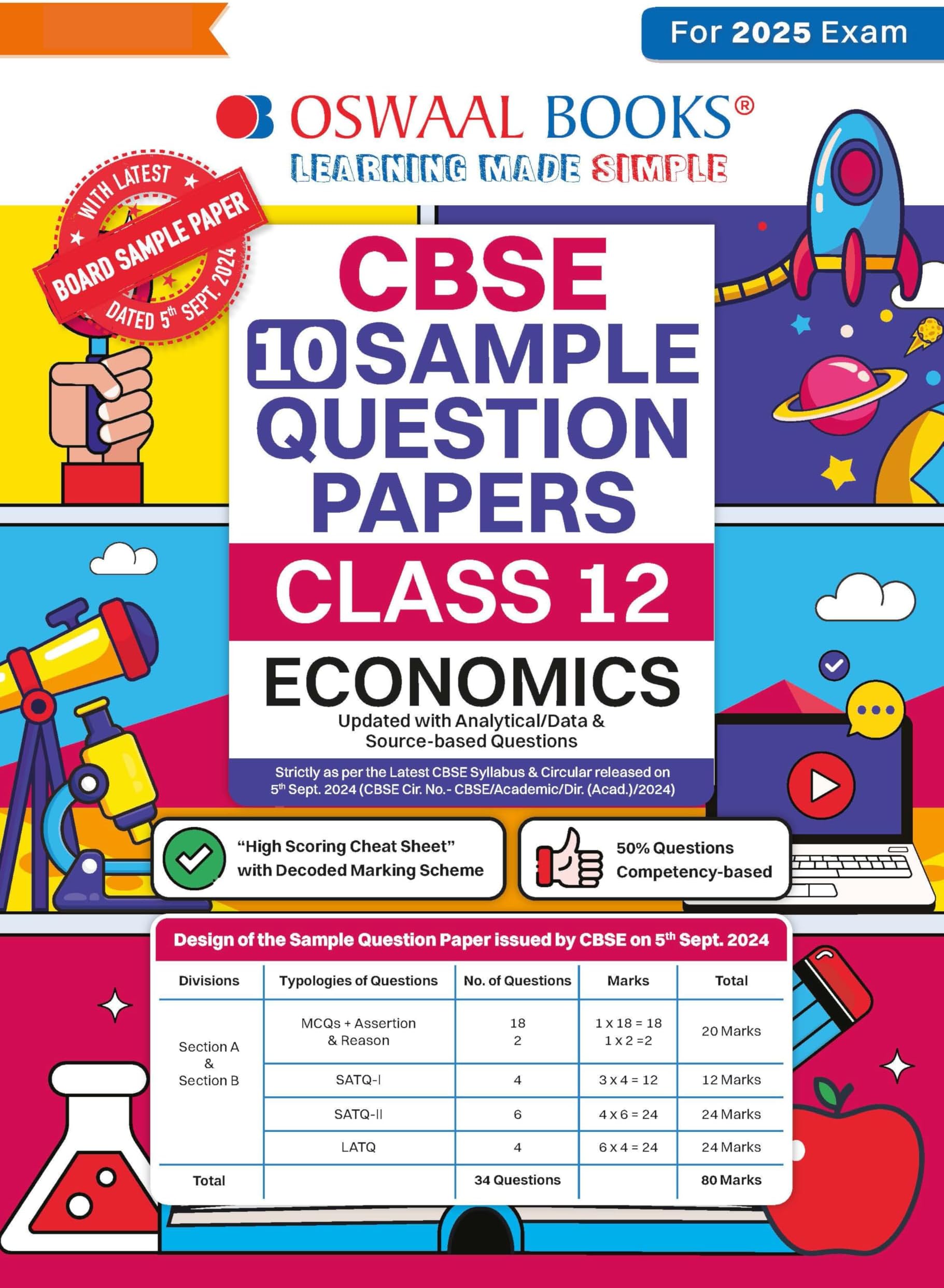 Oswaal CBSE Sample Question Papers Class 12 Economics (For 2025 Exam) Paperback – 12 September 2024