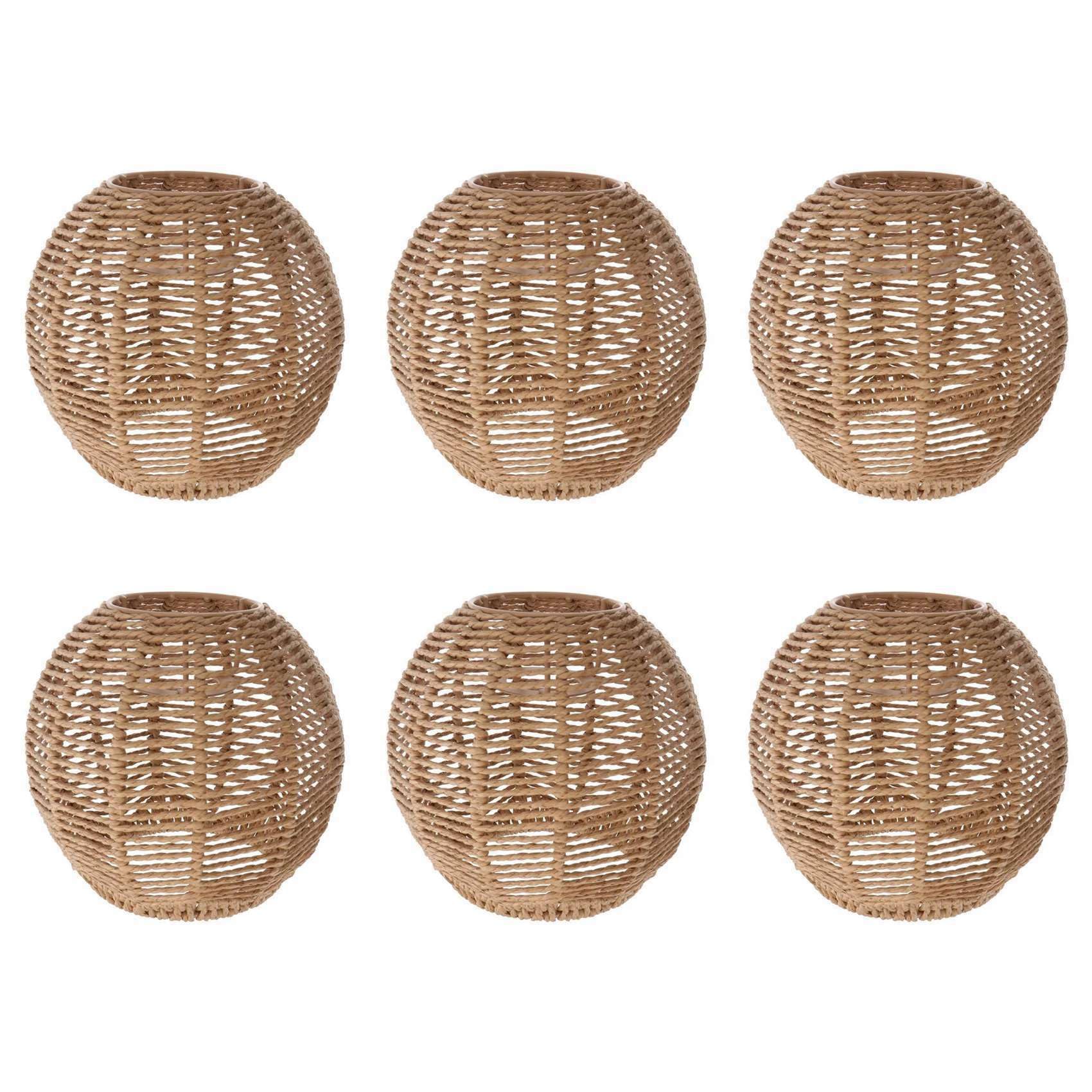 Hndhbfgrt Brown 6X Home Lighting Rattan Lamp Cover Handmade Woven Chandelier Retro Lampshade Homestay Lampshade Decorative Chandelier