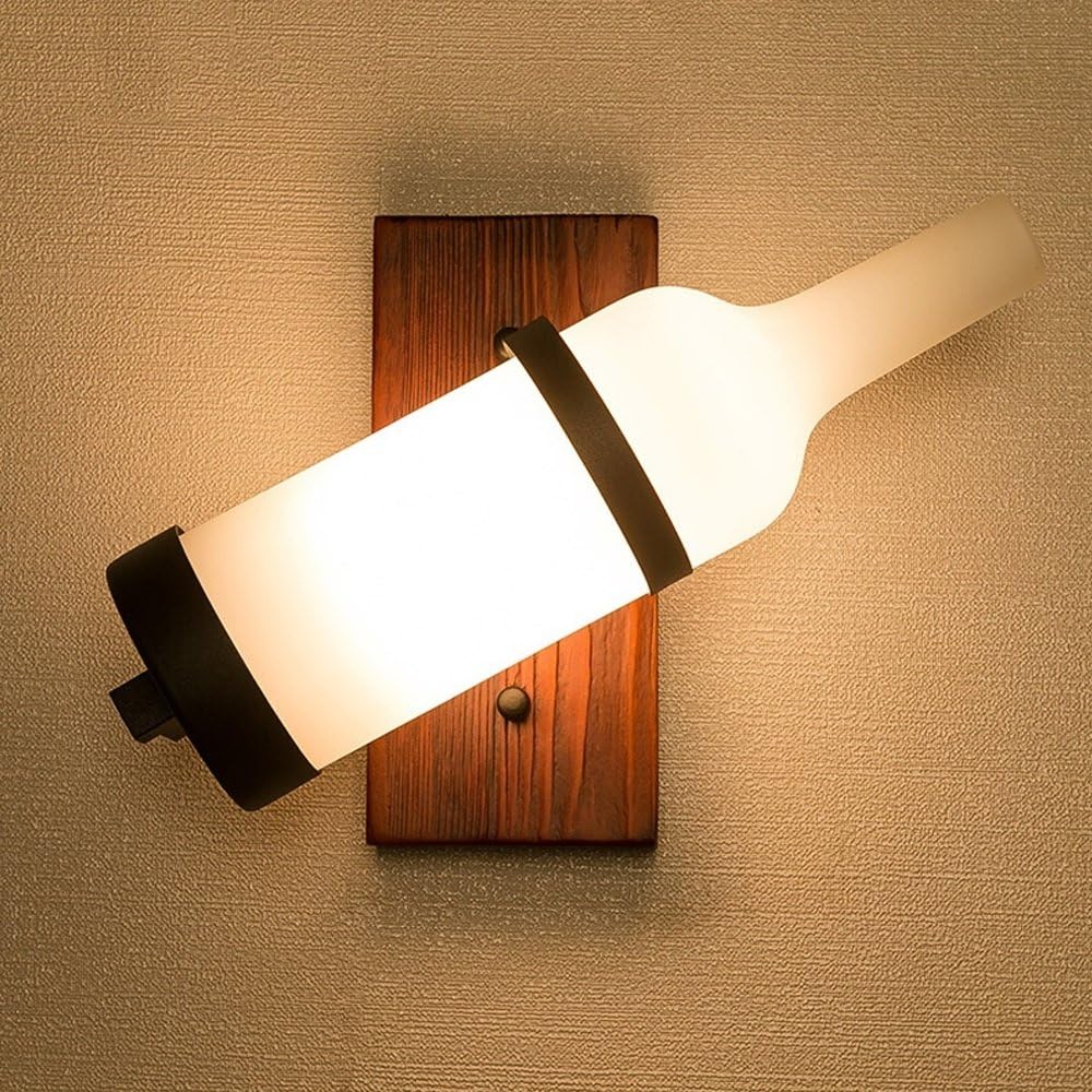 Vintage Solid Wood Wall Lamps, Fashion Antique LED Iron Glass Hanging Lamp Wall Light Postmodern Bar Living Room Dining Table Study Wall Sconce (Design : B-1head)