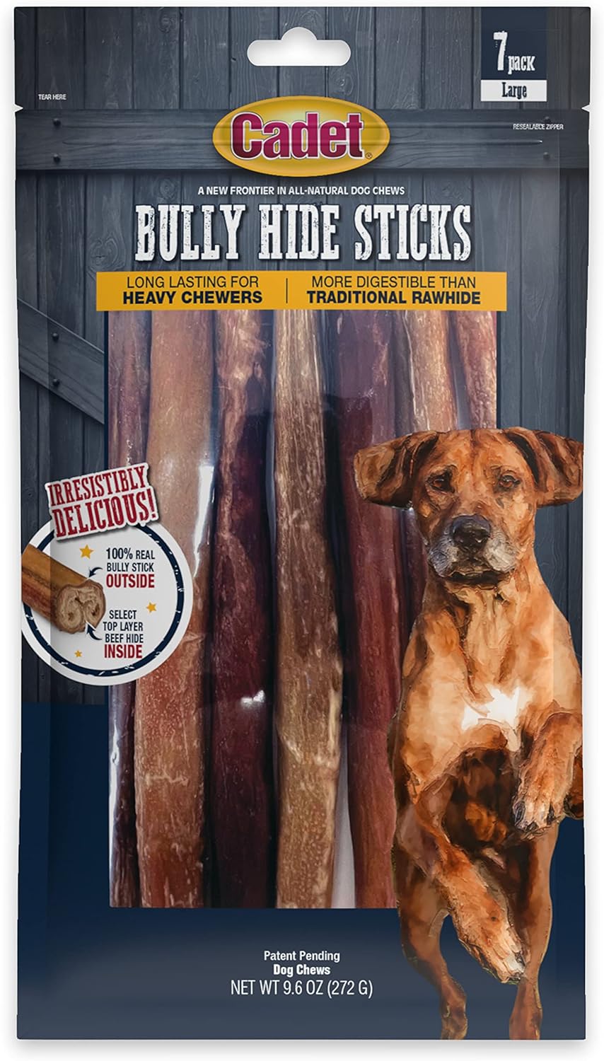 Cadet Bully Hide Sticks for Small, Medium and Large Dogs