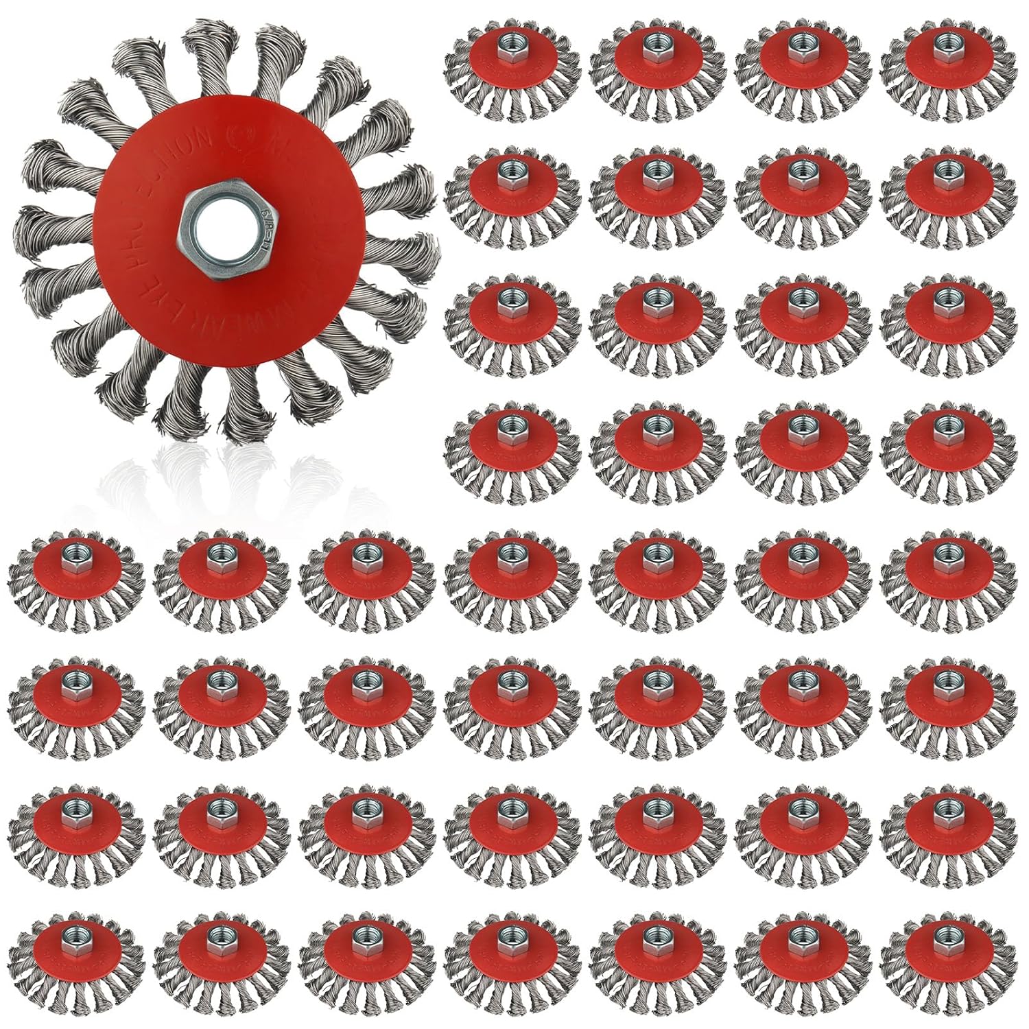 Rocaris 45 Pack 4 Inch Wire Wheel for 4 1/2 Angle Grinder, Twist Knotted Wire Wheel Brush with 5/8" Thread Arbor for Heavy-Duty Conditioning Removing Rust
