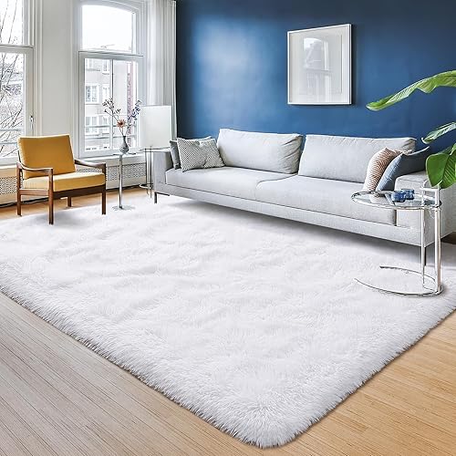 Przemy Alfombra blanca para dormitorio, 4 x 6 pies, esponjosa, peluda, para sala de estar, alfombra supersuave y mullida para habitación de niños, Przemy Alfombra blanca para dormitorio, 4 x 6 pies, esponjosa, peluda, para sala de estar, alfombra supersuave y mullida para habitación de niños,