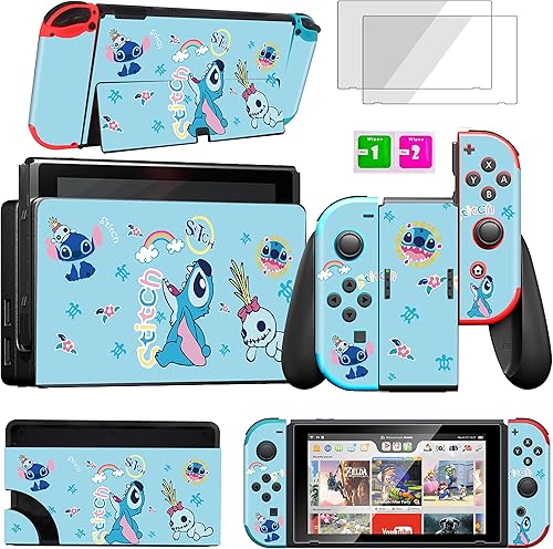 oqpa Calcomanías para Nintendo Switch OLED 2021 para niñas y niños, lindos personajes de dibujos animados kawaii, divertidas calcomanías con