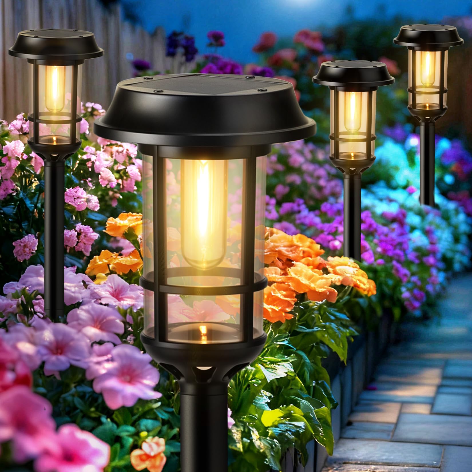 8 Pack Bright Solar Pathway Lights LED Solar Powered Garden Lights Outdoor Waterproof IP65 Landscape Lighting for Path