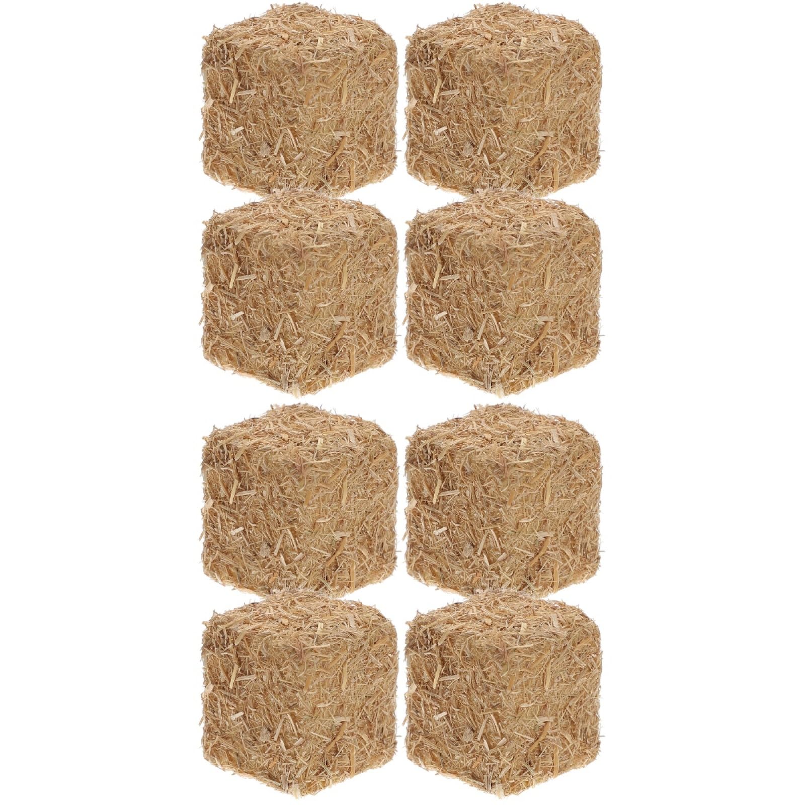 BESTOYARDToys 8 Pcs Mini Haystack Small Decorative Haystack False Round Blocks Blocks Fall Decor Simulated Decor Fake Bales Straw Miniature Wood Fairy Garden Office Decor