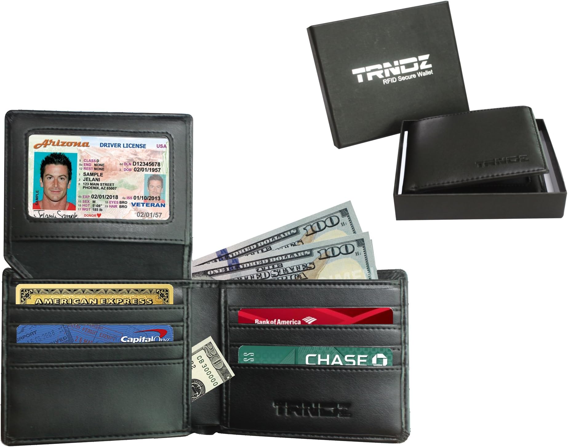 RFID Blocking Genuine Leather Wallet for Men - Extra Capacity Multi Card Travel Bifold Stylish RFID Secure Wallet, Anti Identity Theft, Credit Card Protector, Christmas Gift, Fathers Day, Birthday