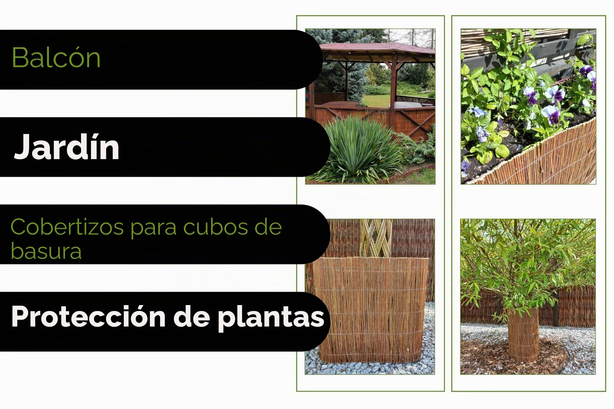 Valla de mimbre Natural 50 x 300 cm - Estera de Mimbre - Cañizo Jardin Ocultacion - Valla Ocultacion Jardin Exterior - Malla Para Balcon y Terraza