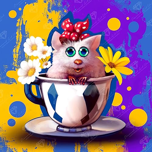 Miniatura 62 de DIAMOND ART CLUB Kit de pintura de diamante de zorro, manualidades divertidas para adultos, lienzo de arte redondo de diamante, 13 x 16 pulgadas