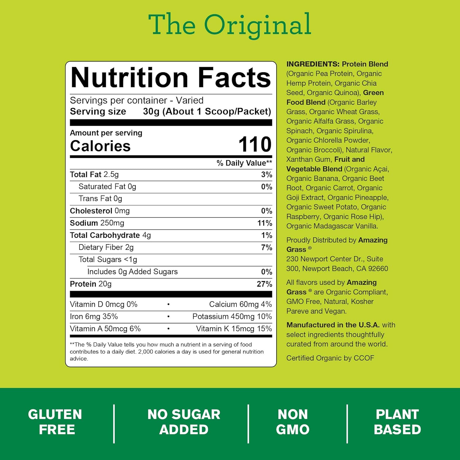 Amazing Grass Protein Superfood: Vegan Protein Powder, All in One Nutrition Shake, Unflavored, 12 Servings (Old Version) : Everything Else