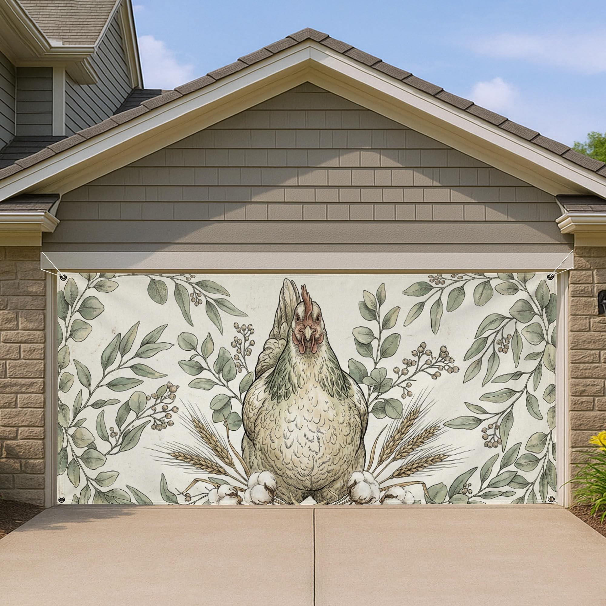 Housse pour porte de garage extérieure vintage et rustique 397x180