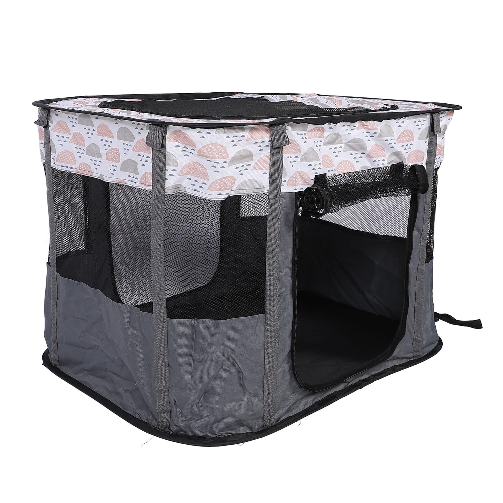 Welpenlaufstall, Laufstall Hund, Wurfbox für Hunde, Tragbarer Faltbarer Haustier Hunde Warm Halten, Mit Tragetasche, Aus Oxfordgewebe und Atmungsaktivem Netzstoff, 80 X 60 X 55cm