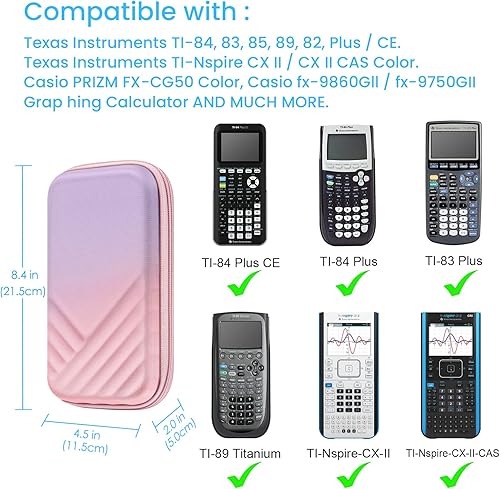 Miniatura 9 de Fintie Funda de transporte para calculadora gráfica Texas Instruments TI-Nspire CX II CASTl-Nspire-CX-ll, TI-84 Plus CETI-84 Plus Color Graphing