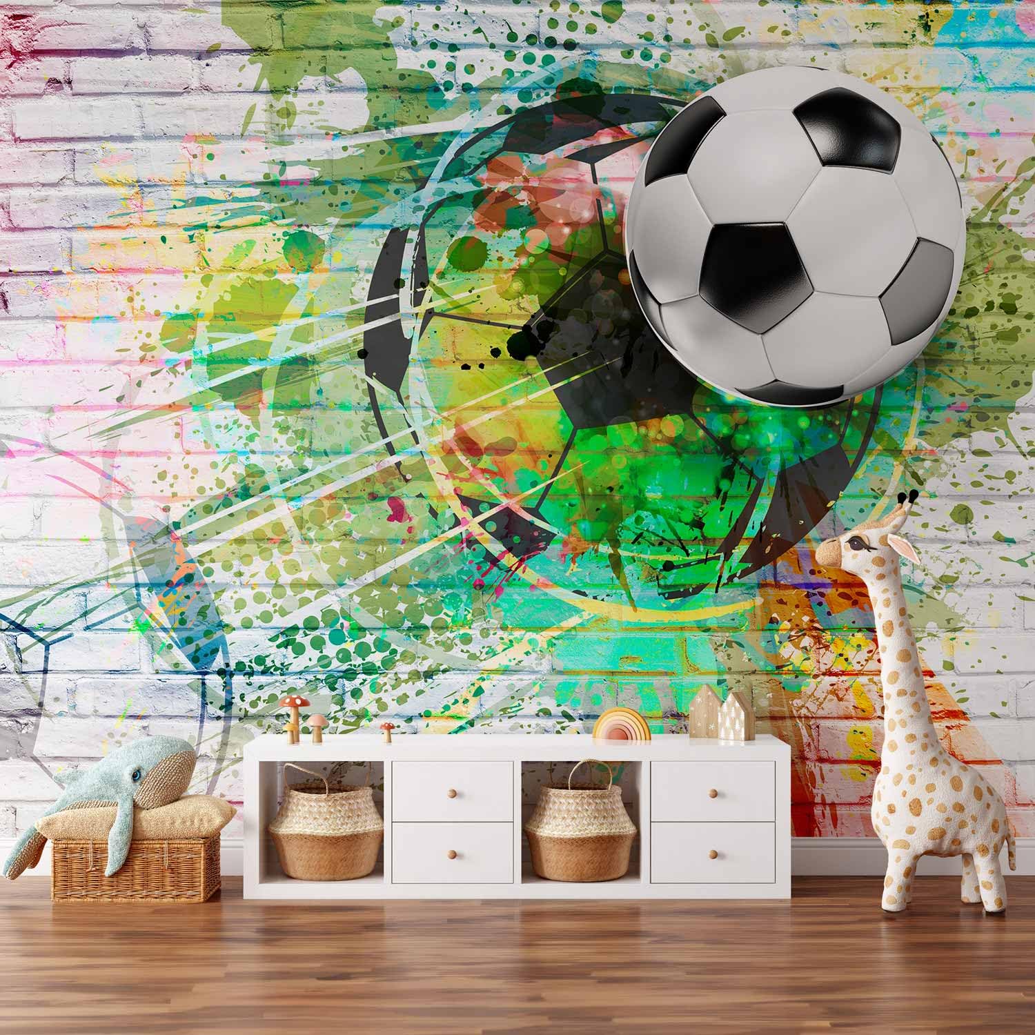 murando Fotomurales Fútbol 350x256 cm XXL Papel pintado tejido no tejido | Decoración de Pared decorativos Murales moderna de Diseno Fotográfico Ninos Deporte Ladrillo